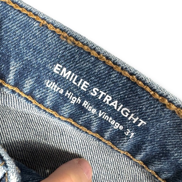 DL1961 Emilie Straight Ultra High Rise Vintage 31" Jeans, Dark Oasis, Size 30 - Picture 10 of 15